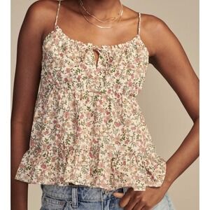 Lucky Brand Floral Ruffle Hem Tank Top Women L